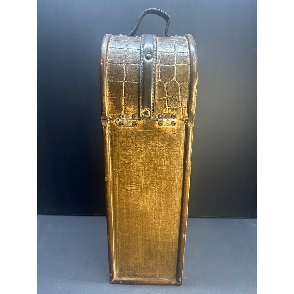 Vtg Wooden Wine Box Gift Bottle Case Retro Single Bottle Decorative 15.5'' Tall - Picture 3 of 11
